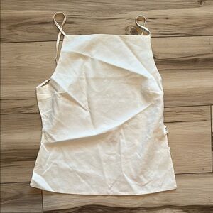 Zara White Fitted Sleeveless Camisole, Backless w/thin straps